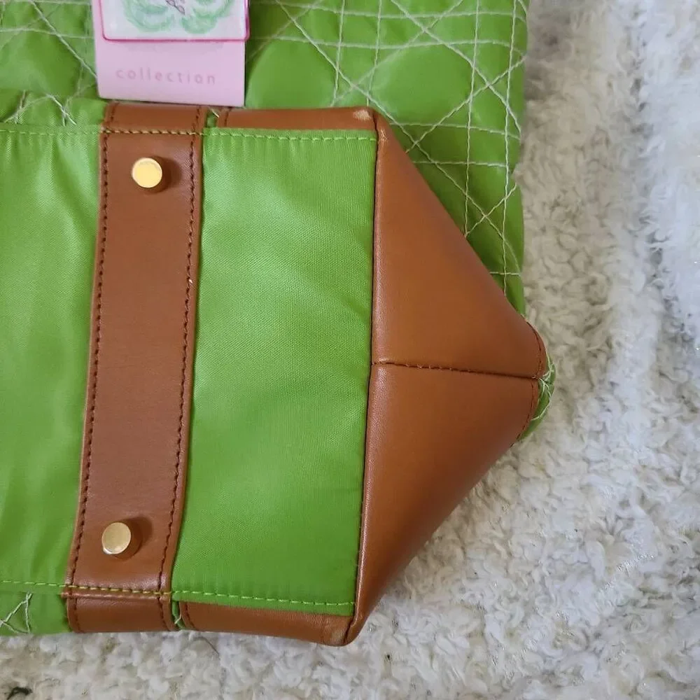 Lilly Pulitzer‎ Off The Wagon Quilted Green Canvas Tote Shoulder Bag NWT